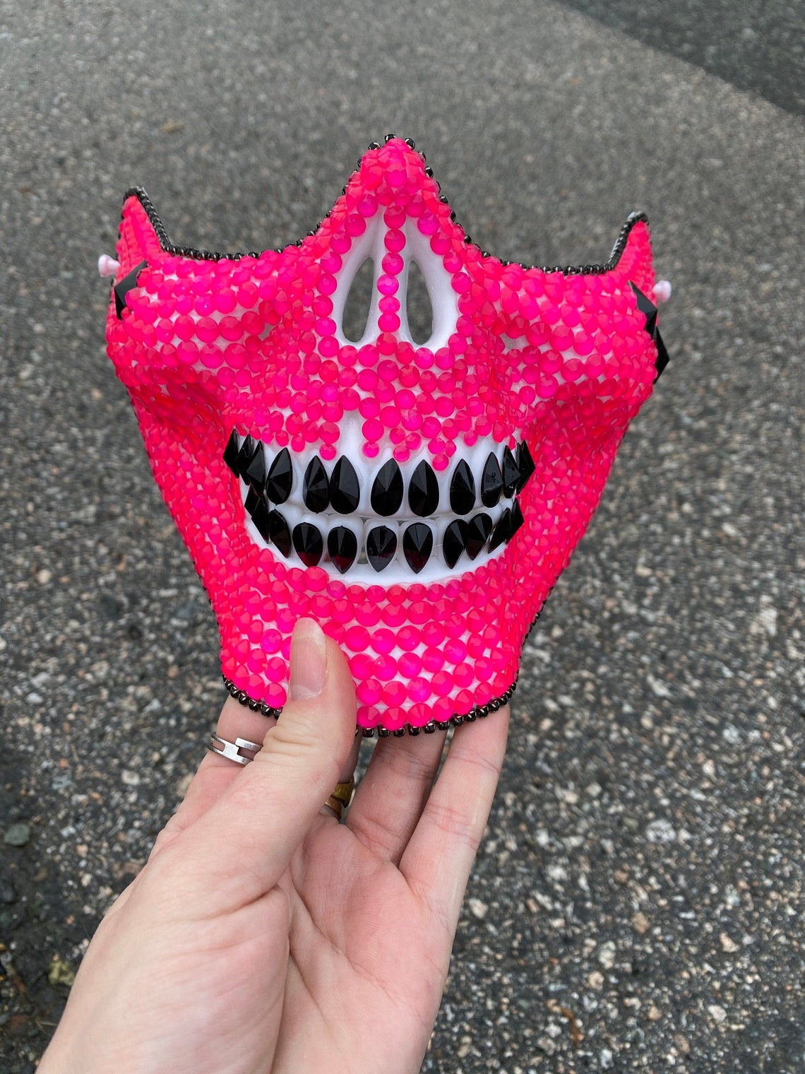 Neon Pink Skull Mask Etsy