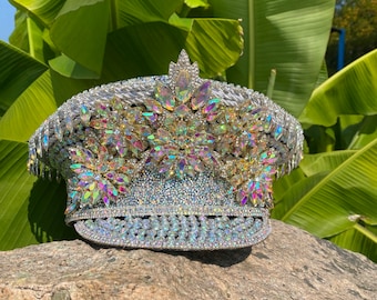 Silver Ultimate captain hat: conductor hat, sailor hat, marching band, rave outfit, burning man hat, burningman captain