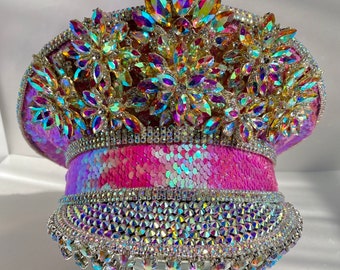 Pink Sequin Captain Hat: Festival Hat 