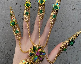 Elora jewelry bracelet-Finger claw-Finger armour claw-Finger armour,Metal glove,Claw ring-Filigree jewelry-Hand armor