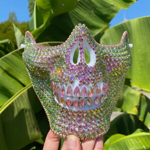 Stella Skull mask with tears : face mask, skull mask, tear drops, crystals, festival, music festival image 4