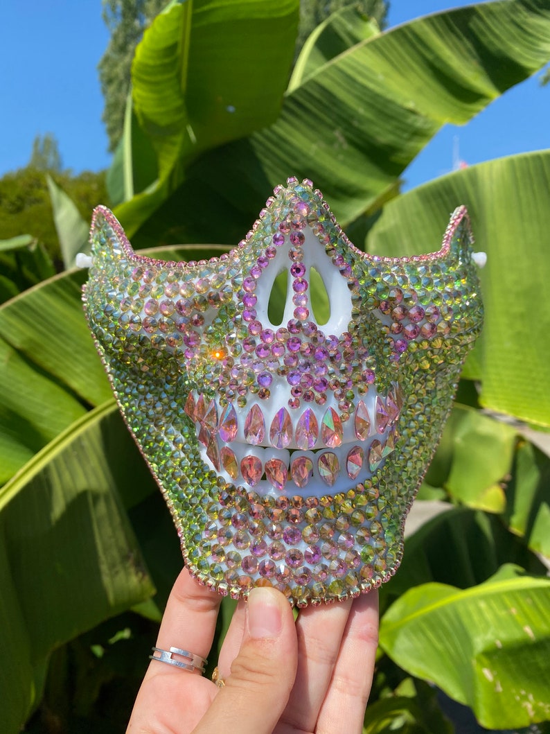 Stella Skull mask with tears : face mask, skull mask, tear drops, crystals, festival, music festival image 4