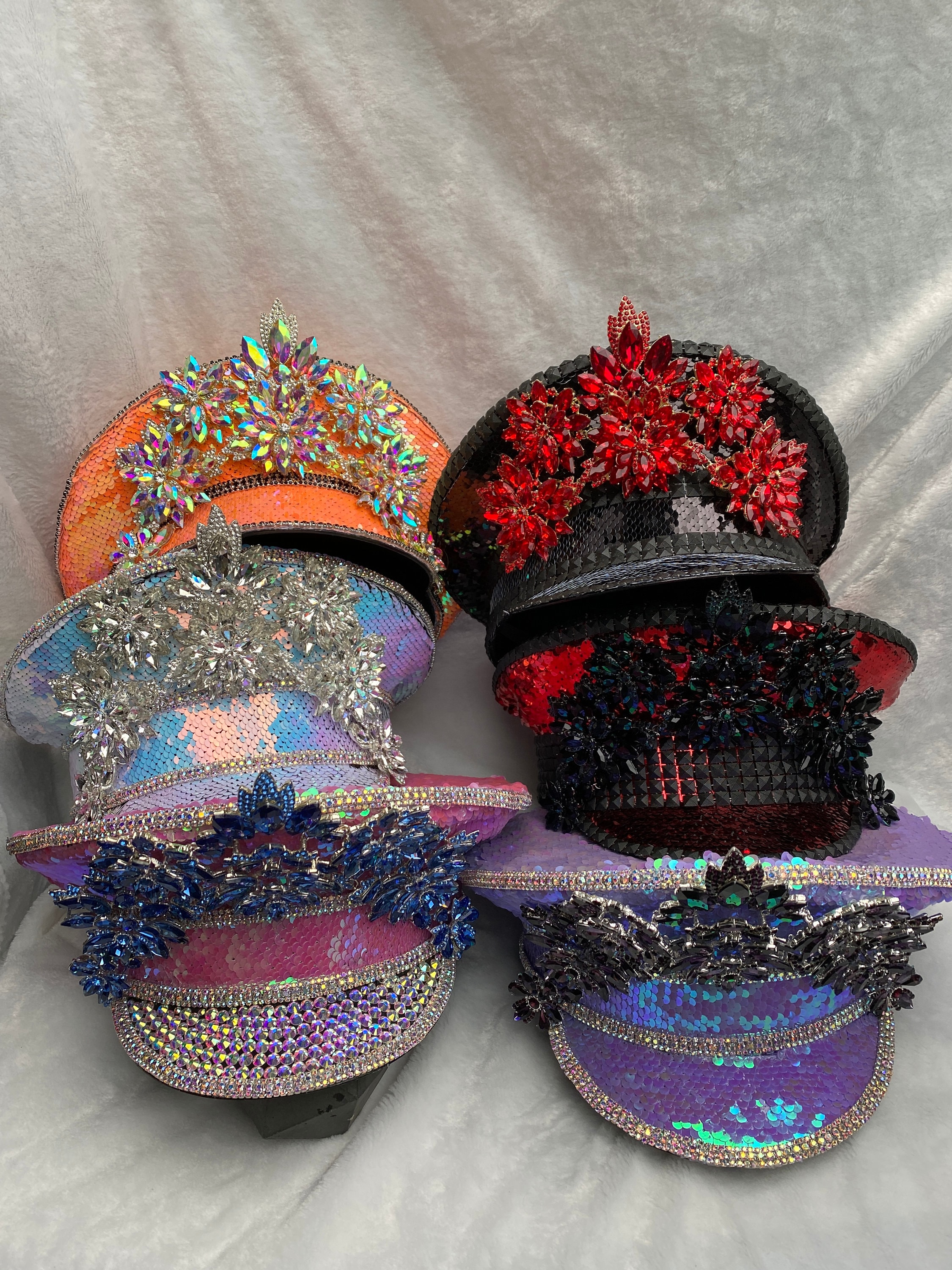 Purple Sequin Captain Hat: Rave, Cap, Burning Man, Marching 