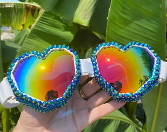 Burning Heart Goggles • Studded Heart Shaped Glasses  display picture 3