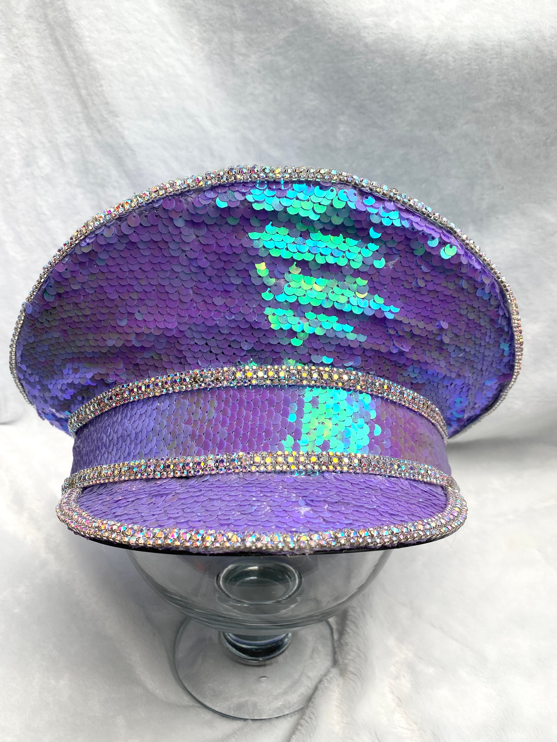 Purple Sequin Captain Hat: Rave, Cap, Burning Man, Marching  display picture 1