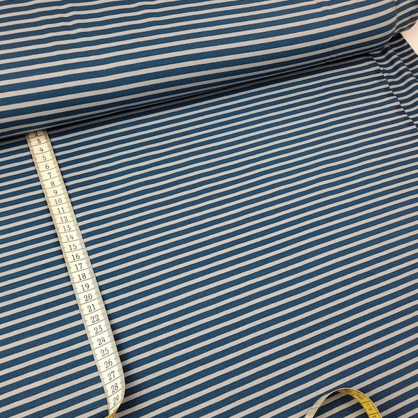 Jersey Stoff Streifen, blau grau, Baumwolljersey Bekleidungsstoff