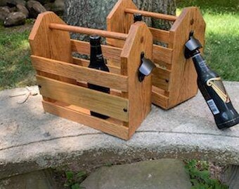 Carrito para bebidas de roble macizo con abridor de botellas