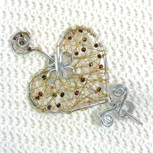 Heart Pin, Celtic Inspired, Aluminum Shawl, Brooch, Scarf and Sweater Pin