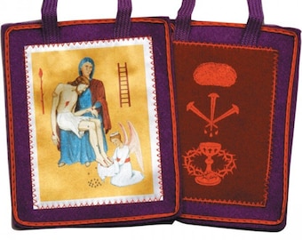 Authentic Purple Scapular of Benediction and Protection,100% Woven Wool with Leaflet in English