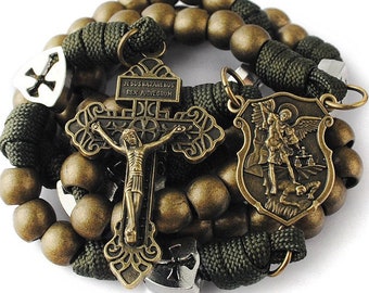 Saint Michael Bronze Paracord Rugged Rosary