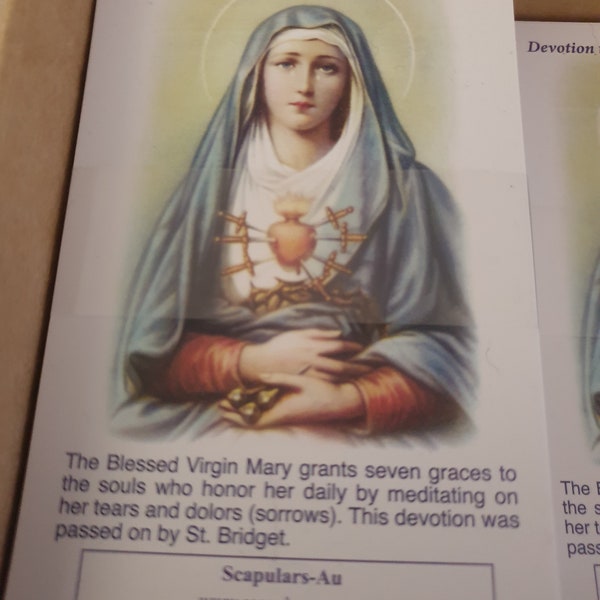 Seven Sorrows of Mary Prayer Card