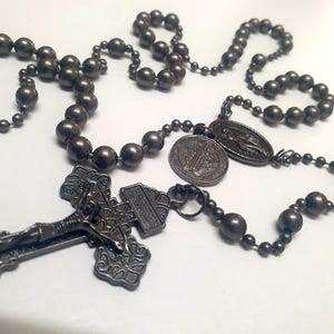 Gunmetal WW1 Combat Rosary with Black Sheepskin pouch