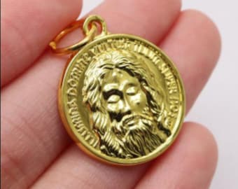 Médaille du Christ du Sacré-Cœur en or Vierge Marie Saint Enfant