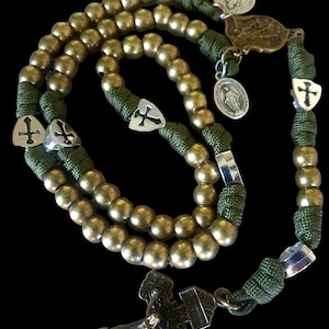 Bronze Paracord Rosary/ Crusader Shields