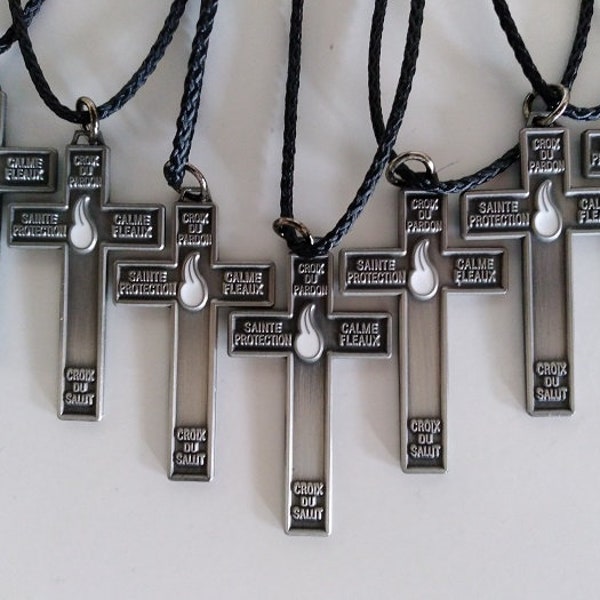 New Cross of Forgiveness, High Quality ,Attractive New Grey Tone, on 2mm Black Cord