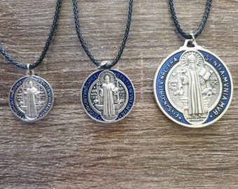 Saint Benedict Medals , Blue/Red Enamel, High Quality Italian