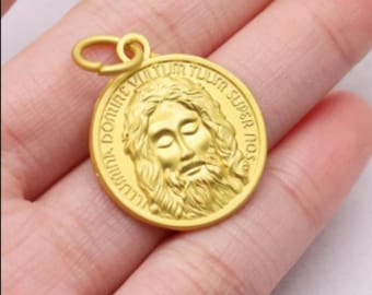 Holy Face of Jesus Medals, 2.2 cm ,Matt Gold
