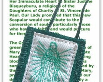 Durable Green Scapular with Leaflet by Scapulars-Au 1/2/3/4/5/10