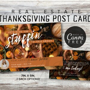 Real Estate Thanksgiving Marketing Post Card, Canva Free, Editable