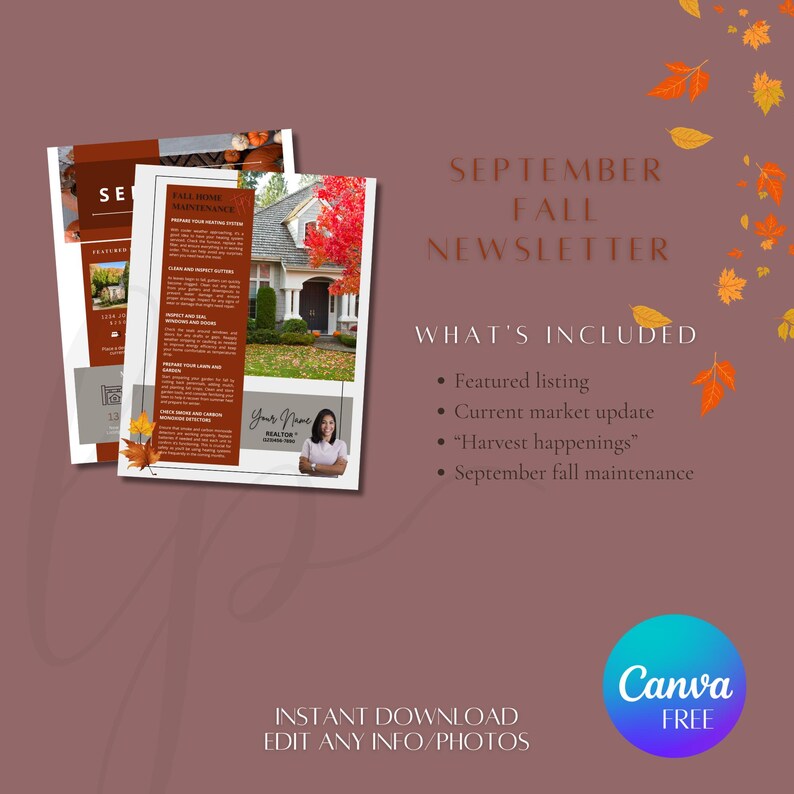 Real Estate Newsletter Template, September Newsletter, Fall Newsletter ...