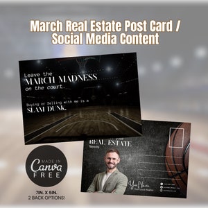 Carte postale immobilière March Madness, Carte postale mars pour agent immobilier, envoi postal à un agent immobilier