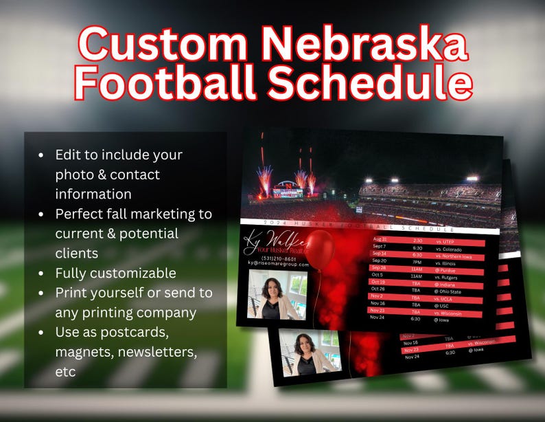 Custom Husker Football Schedule Etsy