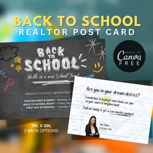 Cartão postal de volta às aulas para corretor de imóveis, marketing de corretor de imóveis, canva grátis