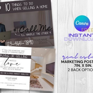 CANVA FREE Real Estate Marketing, Real Estate Postcard, Canva Template, Realtor Postcard, Real Estate Mailer, Home Seller Postcard,