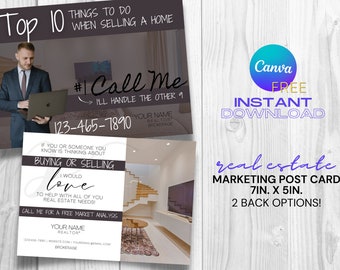 CANVA FREE Real Estate Marketing, Real Estate Postcard, Canva Template, Realtor Postcard, Real Estate Mailer, Home Seller Postcard,