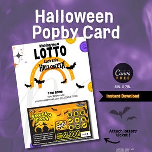 Karta Lotto Nieruchomości na Halloween, Marketing Październikowy, Do Pobrania Pop By, CANVA ZA DARMO, Pocztówki Do Wydrukowania, Możliwość Dostosowania