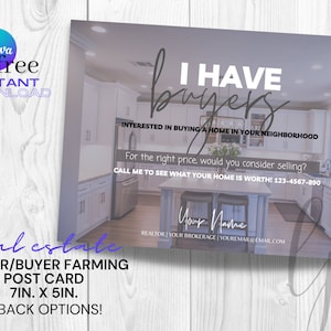 CANVA FREE Makler Farming Postkarte, Käufer sucht