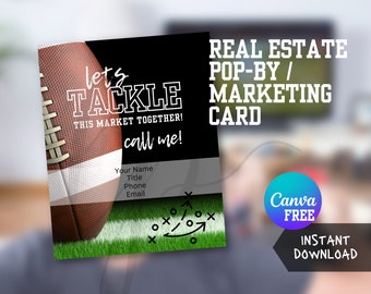 Fall Pop By Tag Printable, Football Pop By, Realtor Fall Marketing, Real Estate Template