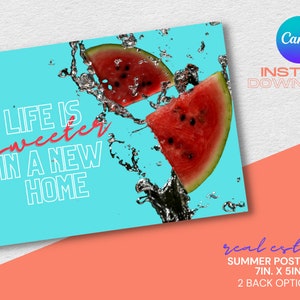 Realtor Summer Postcard, Real Estate Marketing, Summer Real Estate Card, Real Estate Template, Farming Postcard, Canva, Real Estate Postcard