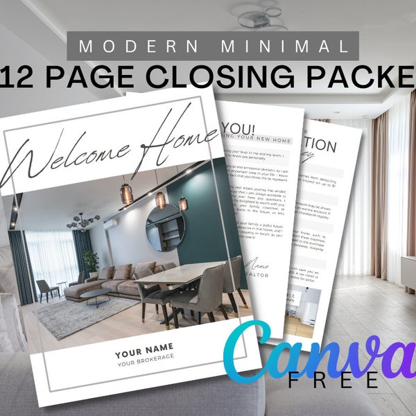 12 PAGE CLOSING PACKET, Realtor Closing Book, Real Estate Agent Marketing