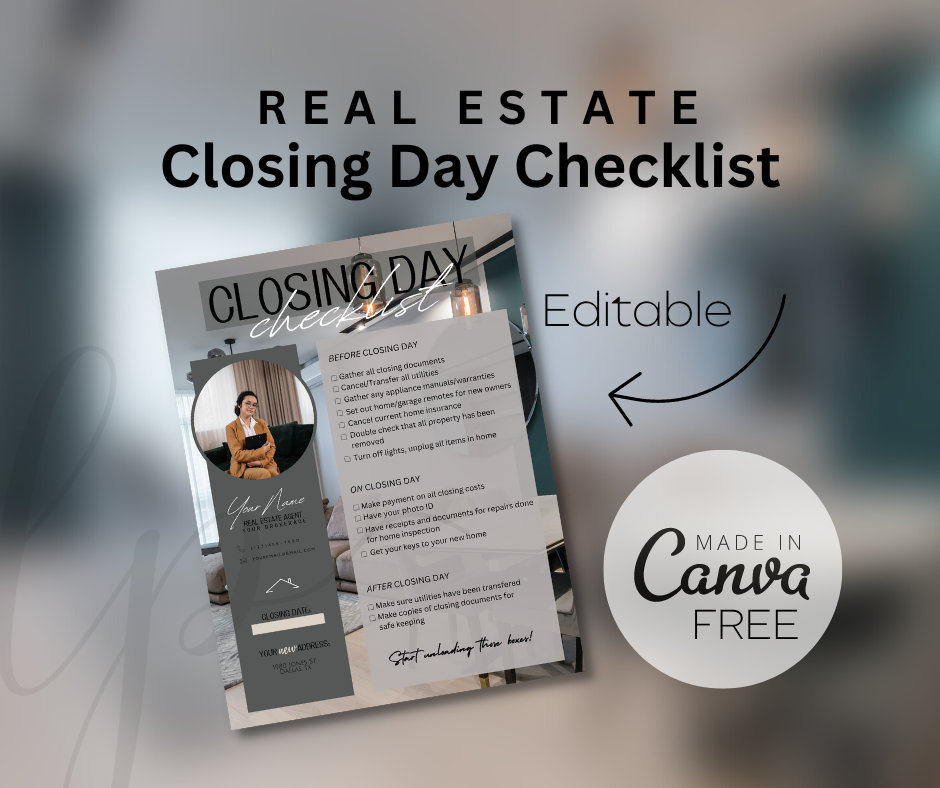 Realtor Closing Day Checklist Etsy