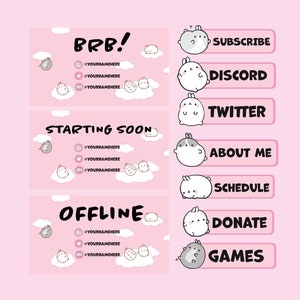 Cute Kawaii Twitch Panels - Pink
