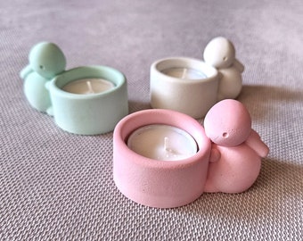 Kaninchen-Kerzenhalter. Individuelle Kerze. Dekoration mit Kerzen. Detail der Taufe. Geschenk für Veranstaltungsgäste. Mini-Kerzenhalter. Schreibtischdekoration.