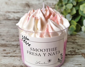 Strawberries and cream dessert candle. Home decoration. Scented candle. Strawberries and cream candle. Secret Santa gift. Decorated candles