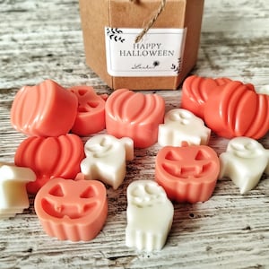 Halloween Duftwachsfiguren | Kürbis- und Geisterdekorationen | Handgemachtes natürliches Sojawachs