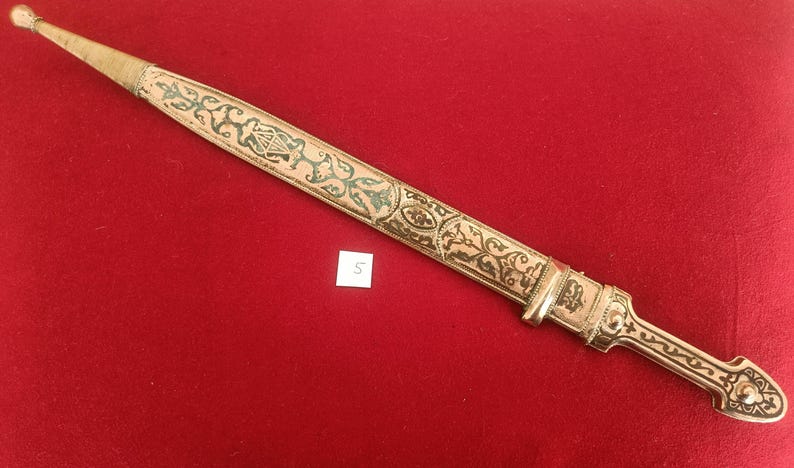 Daga Kindjal caucásica hecha a mano - Melchior (plata alemana) y Niel - Kinzhal georgiano de Tbilisi 1990 - Arte de filigrana - Regalo para hombres Dagger 5