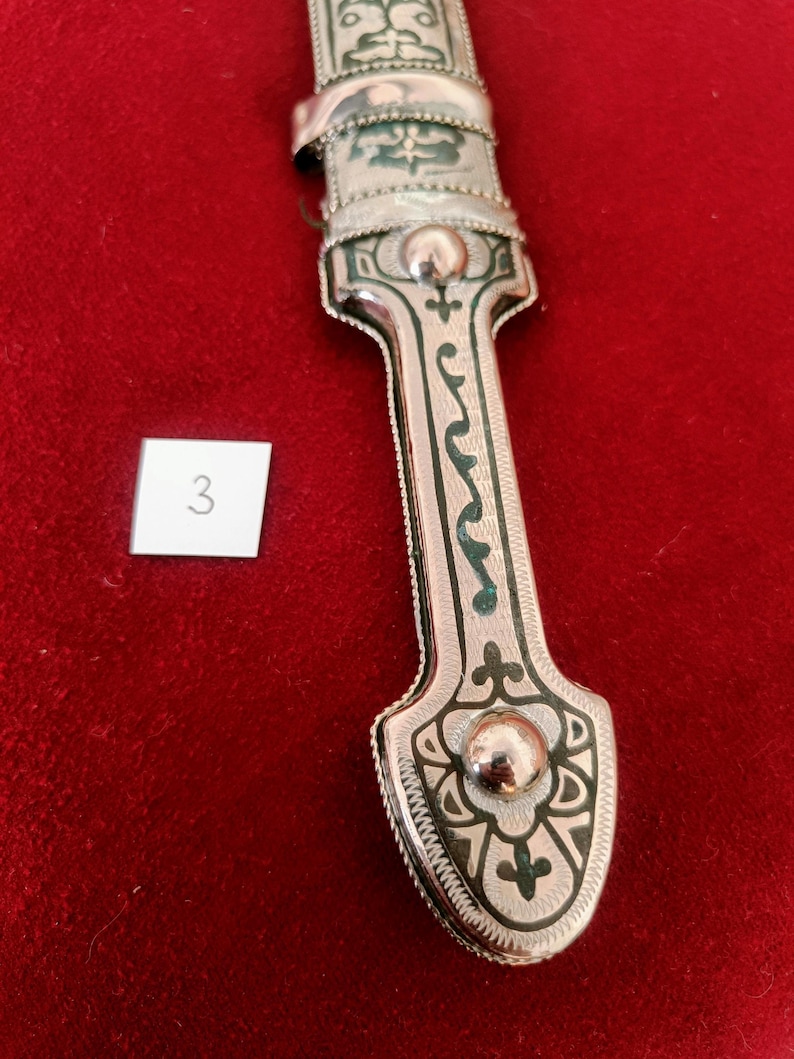 Daga Kindjal caucásica hecha a mano - Melchior (plata alemana) y Niel - Kinzhal georgiano de Tbilisi 1990 - Arte de filigrana - Regalo para hombres imagen 9