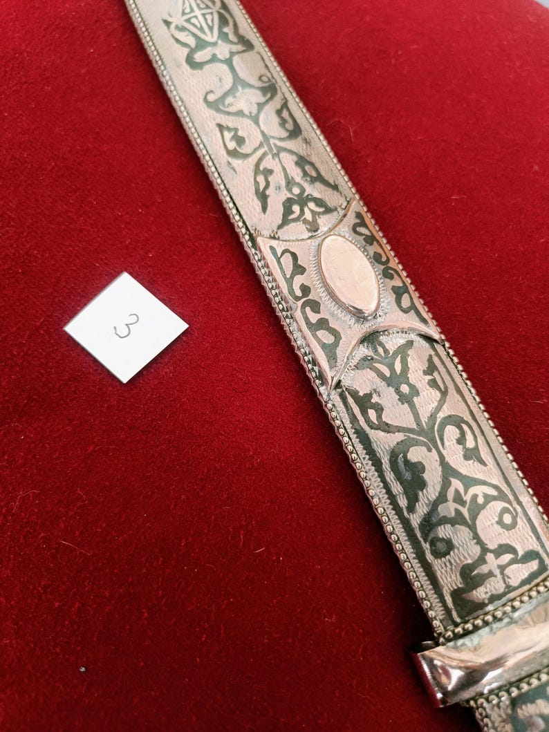 Daga Kindjal caucásica hecha a mano - Melchior (plata alemana) y Niel - Kinzhal georgiano de Tbilisi 1990 - Arte de filigrana - Regalo para hombres imagen 8