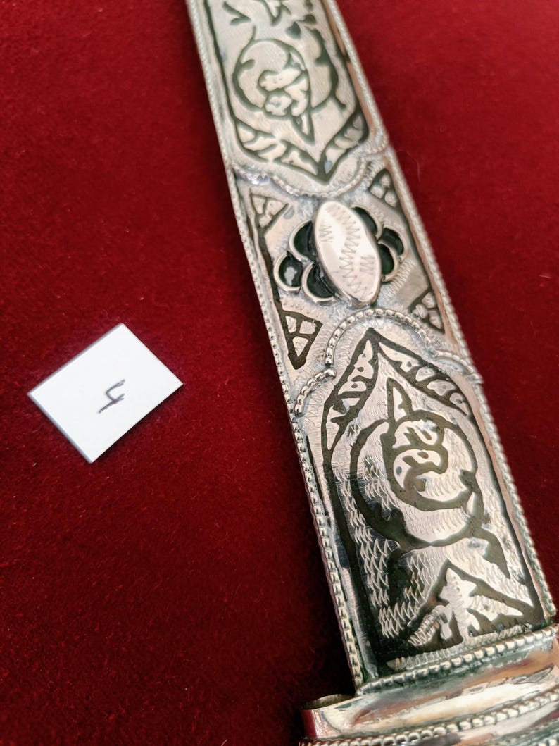Daga Kindjal caucásica hecha a mano - Melchior (plata alemana) y Niel - Kinzhal georgiano de Tbilisi 1990 - Arte de filigrana - Regalo para hombres imagen 13