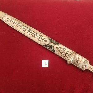 Daga Kindjal caucásica hecha a mano - Melchior (plata alemana) y Niel - Kinzhal georgiano de Tbilisi 1990 - Arte de filigrana - Regalo para hombres Dagger 2
