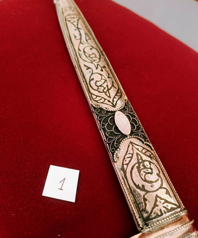 Daga Kindjal caucásica hecha a mano - Melchior (plata alemana) y Niel - Kinzhal georgiano de Tbilisi 1990 - Arte de filigrana - Regalo para hombres imagen 3