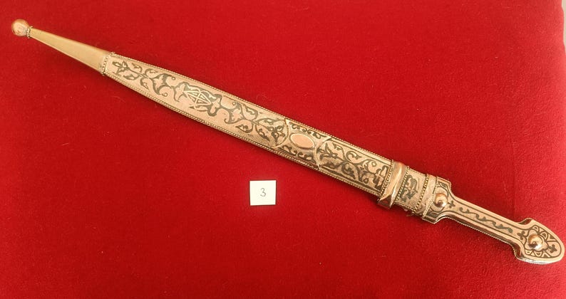 Daga Kindjal caucásica hecha a mano - Melchior (plata alemana) y Niel - Kinzhal georgiano de Tbilisi 1990 - Arte de filigrana - Regalo para hombres Dagger 3