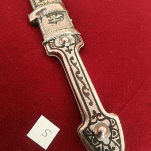 Daga Kindjal caucásica hecha a mano - Melchior (plata alemana) y Niel - Kinzhal georgiano de Tbilisi 1990 - Arte de filigrana - Regalo para hombres imagen 18