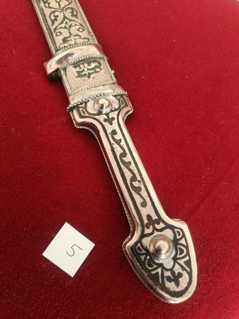 Daga Kindjal caucásica hecha a mano - Melchior (plata alemana) y Niel - Kinzhal georgiano de Tbilisi 1990 - Arte de filigrana - Regalo para hombres imagen 18