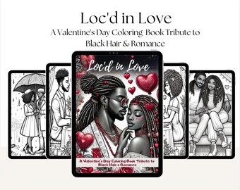 Libro de colorear digital para adultos afroamericanos: Loc'd in Love: homenaje al cabello negro y al romance negro: relajación y coloración consciente