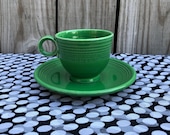 Fiestaware Vintage Medium Green Teacup (w rings) and Saucer